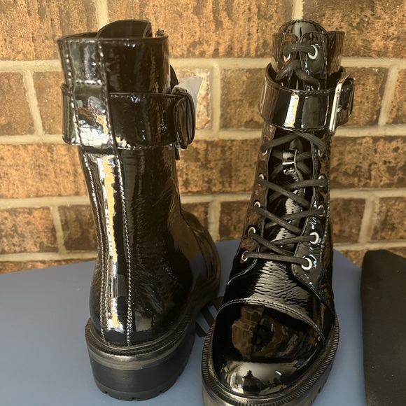 Paige Bailey Combat Boot Black Patent Leather size 8.5M - Picture 6 of 12